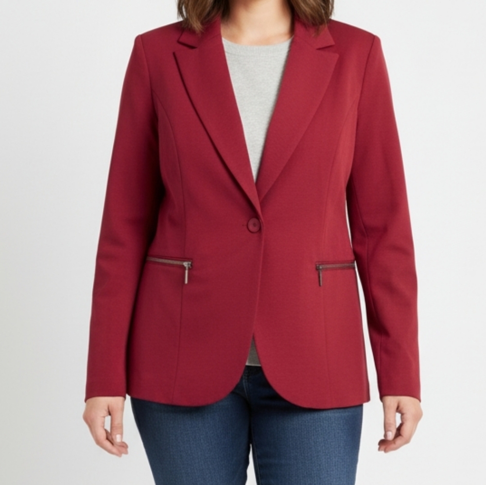 Torrid 0 Red Single Button Long Sleeve Blazer